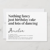 Invitation Typographie drôle Rien de fantaisie fête d'anniver (Devant)