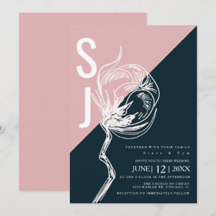 Invitation Typographie du colorbloc Mariage de coton botaniqu