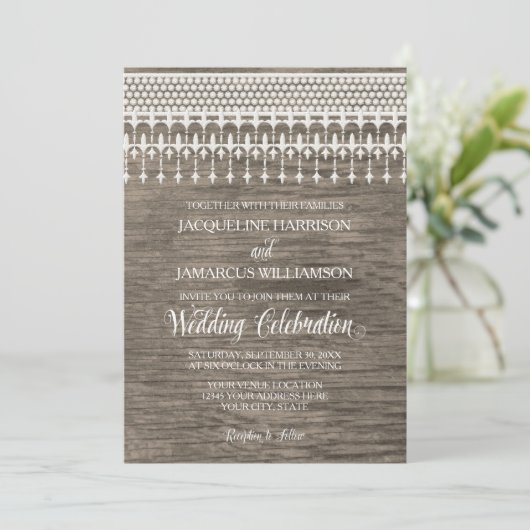 Invitation Typographie du script de clôture en dentelle Vinta (Debout devant)