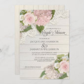 Invitation Typographie du script de douche Couples Hydrangées (Devant / Derrière)