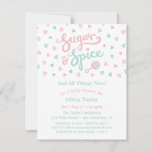 Invitation Typographie du sucre et des épices Baby shower fil
