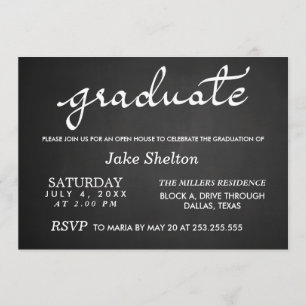 Invitation Typographie du tableau noir Diplôme d'un Open Hous