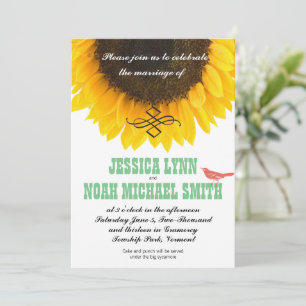 Invitation Typographie du tournesol Mariage moderne