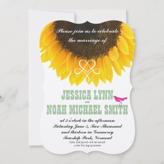 Invitation Typographie du tournesol Mariage moderne (Devant)
