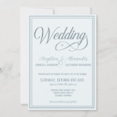 Invitation Typographie Dusty bleu Mariage officiel (Devant)