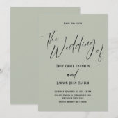 Invitation Typographie écriture manuscrite Simple Le Mariage  (Devant / Derrière)