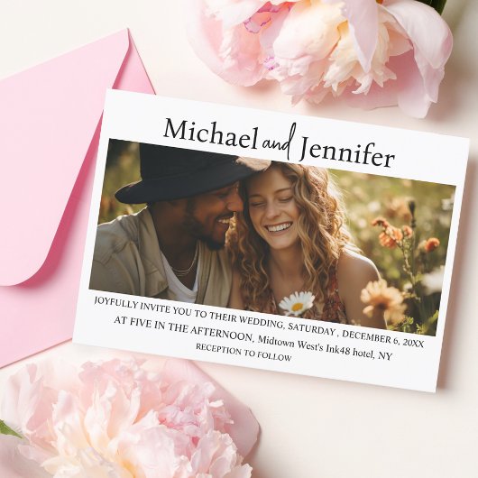 Invitation Typographie éditoriale moderne Photo Mariage