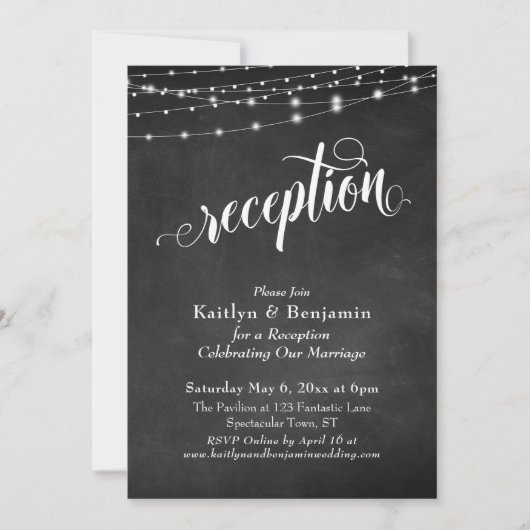 Invitation Typographie Élaborée Tableau Éclairé de Réception (Devant)