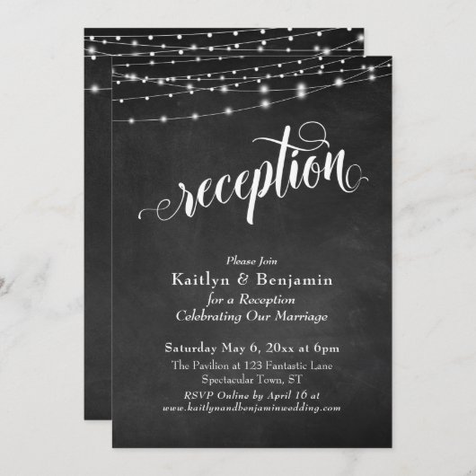 Invitation Typographie Élaborée Tableau Éclairé de Réception (Devant / Derrière)