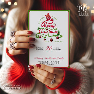 Invitation Typographie élégante et ludique d'arbre de Noël to