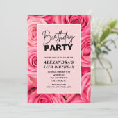 Invitation Typographie élégante Floral Rose Roses 34e anniver (Debout devant)