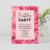 Invitation Typographie élégante Floral Rose Roses 51e anniver (Debout devant)