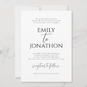 Invitation Typographie élégante Mariage noir et blanc (Devant)