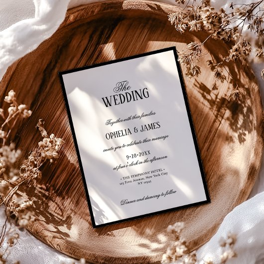 Invitation Typographie élégante Mariage noir et blanc moderne