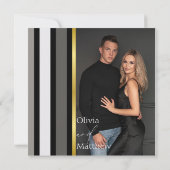 Invitation Typographie élégante Noir Blanc Or Mariage (Dos)