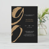 Invitation Typographie élégante Noir et Or 90e anniversaire (Debout devant)