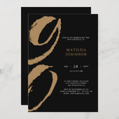 Invitation Typographie élégante Noir et Or 90e anniversaire (Devant / Derrière)
