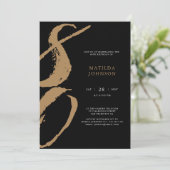 Invitation Typographie élégante noire et or 80e anniversaire (Debout devant)