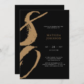 Invitation Typographie élégante noire et or 80e anniversaire (Devant / Derrière)