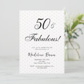 Invitation Typographie élégante Points noirs roses 50e annive (Debout devant)