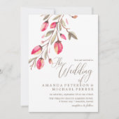 Invitation Typographie en fleur délicate mariage rustique ver (Devant)