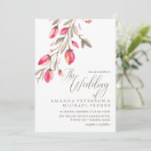 Invitation Typographie en fleur délicate mariage rustique ver (Debout devant)