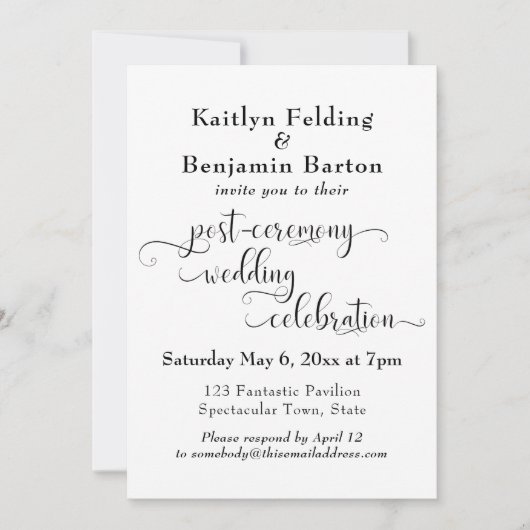 Invitation Typographie En Frottement Réception Après Mariage (Devant)