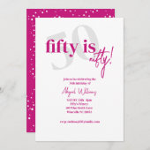 Invitation Typographie en gras avec calligraphie 50 joyeux an (Devant / Derrière)