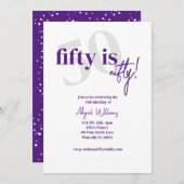 Invitation Typographie en gras avec calligraphie 50 joyeux an (Devant / Derrière)