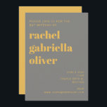 Invitation Typographie en gras Bat mitzvah jaune et gris<br><div class="desc">Audacieuse Typographie Jaune et gris Moderne Bat mitzvah Invitation</div>