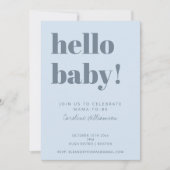 Invitation Typographie en gras Bleu doux Moderne Baby Shower (Devant)