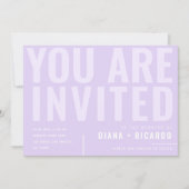 Invitation Typographie en gras Lilac numérique tout en un Mar (Devant)
