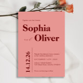 Invitation Typographie en gras Mariage rose