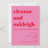 Invitation Typographie en gras rose vif Mariage photo (Devant)