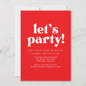 Invitation Typographie en gras Rouge Photo Fête de remise de (Dos)