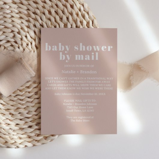 Invitation Typographie en grès rose par Baby Shower par courr