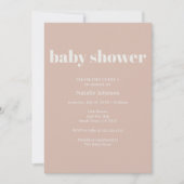 Invitation Typographie en grès rose pour Baby Shower (Devant)