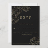 Invitation Typographie en or noir peony luxe floral RSVP (Devant)