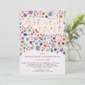 Invitation Typographie en or rose Boho Floral Mariage Répétit (Debout devant)