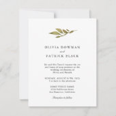 Invitation Typographie feuille verte classique Mariage simple (Devant)