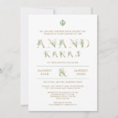 Invitation Typographie feuille White Anand Karaj Sikh Mariage (Devant)