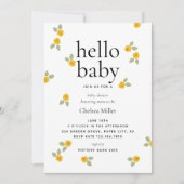 Invitation Typographie Floral Jaune Bonjour Baby shower (Devant)