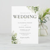 Invitation Typographie florale de verdure Mariage photo (Debout devant)