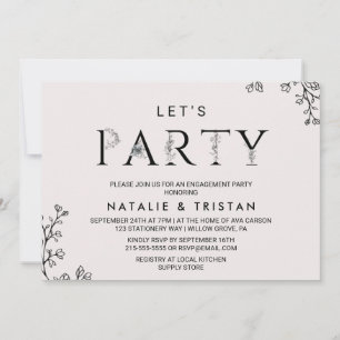 Invitation Typographie florale Faisons la fête