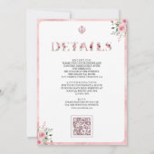 Invitation Typographie florale rose Anand Karaj Sikh Mariage (Dos)