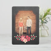 Invitation Typographie Florale Rustique Tableau Noir pour Fai (Debout devant)