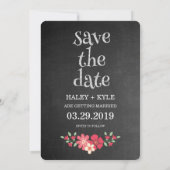 Invitation Typographie Florale Rustique Tableau Noir pour Fai (Dos)