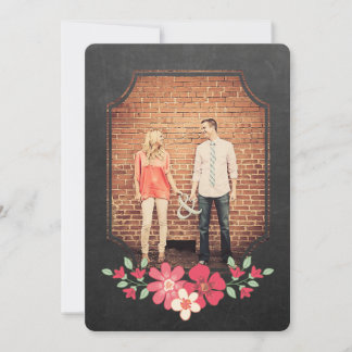 Invitation Typographie Florale Rustique Tableau Noir pour Fai