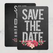 Invitation Typographie Florale Rustique Tableau Noir pour Fai (Devant / Derrière)