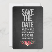 Invitation Typographie Florale Rustique Tableau Noir pour Fai (Dos)